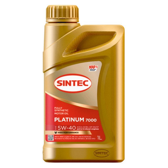 масло моторное SINTEC Platinum 7000 5W-40 ACEA A3/B4 1л